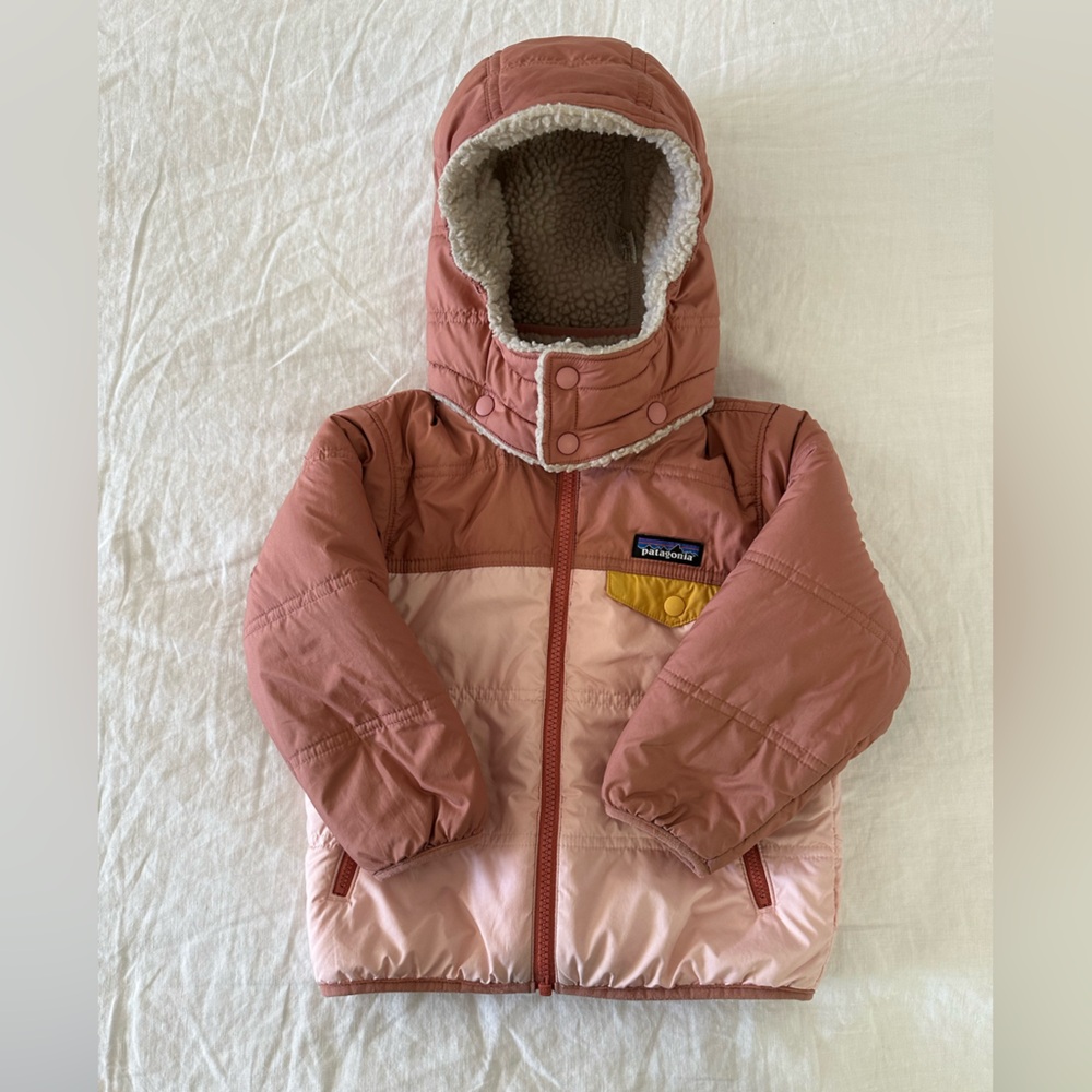 Patagonia Reversible Sherpa Fleece and Pink Winter Jacket with Removable Hood